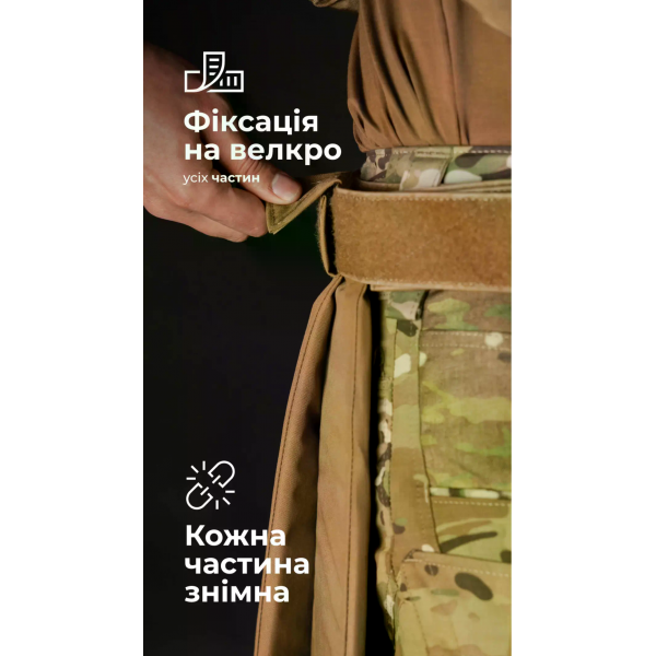 Тактический кильт Balistyka "Фолд" с баллистическим противоосколочным пакетом 1 класса защиты Coyote 