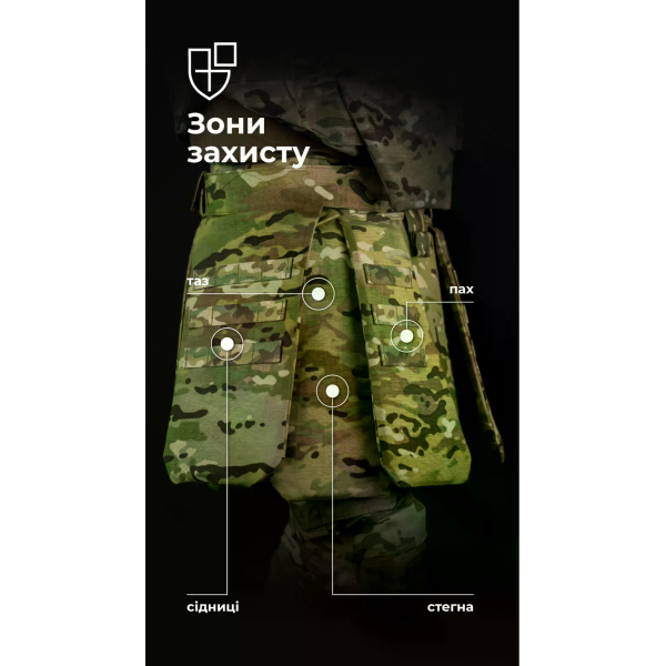 Тактический кильт Balistyka "Фолд" с баллистическим противоосколочным пакетом 1 класса защиты Multicam