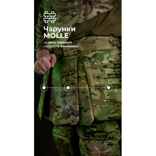 Тактический кильт Balistyka "Фолд" с баллистическим противоосколочным пакетом 1 класса защиты Original Multicam