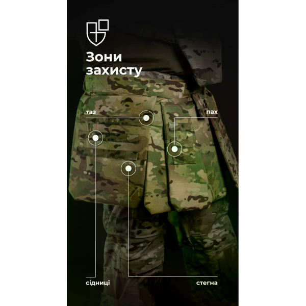Тактический кильт Balistyka "Фолд" с баллистическим противоосколочным пакетом 1 класса защиты Original Multicam