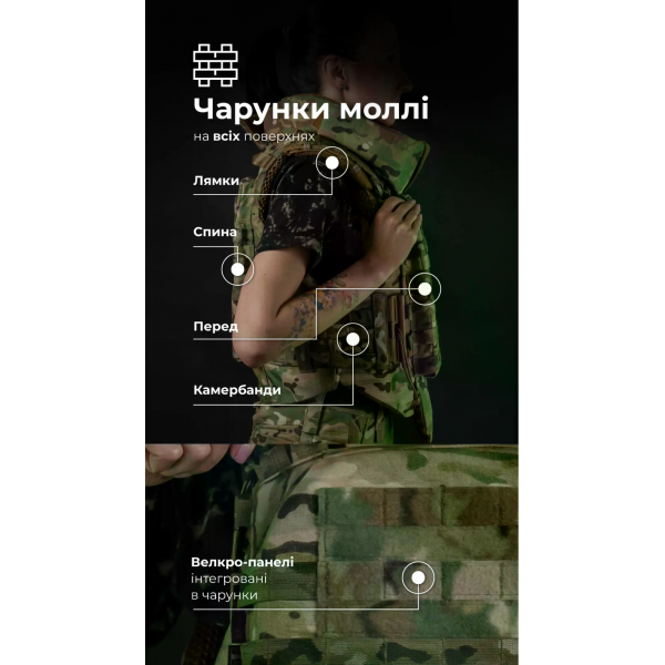 Бронежилет женский Balistyka "Сармат" с баллистическим противоосколочным пакетом 1 класса защиты под бронеплиты 25х30 см Original Multicam 