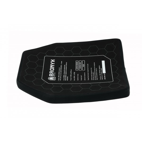 Бронеплита Bronyx 4-го класу захисту (НВМПЕ +Al₂O₃) розмір М (25х30см)