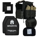 Бронекомплект плитоноска Grad FOPC QRS Black з підсумками, плитами Bronix та балістичними пакетами