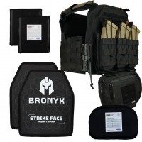 Бронекомплект плитоноска Grad FOPC QRS Black с подсумками, плитами Bronix и баллистическими пакетами