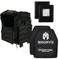 Бронекомплект плитоноска Grad FOPC QRS Black з плитами Bronyx та балістичними пакетами 15х20