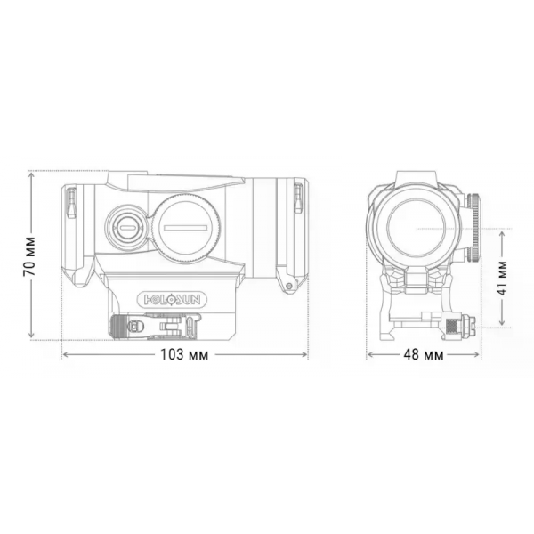 Прицел колиматорный Holosun HE530G-RD точка 2 MOA + коло 65 МОА