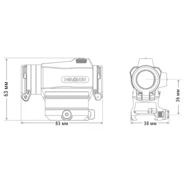 Прицел колиматорный Holosun HE515CT-RD точка 2 MOA + коло 65 МОА