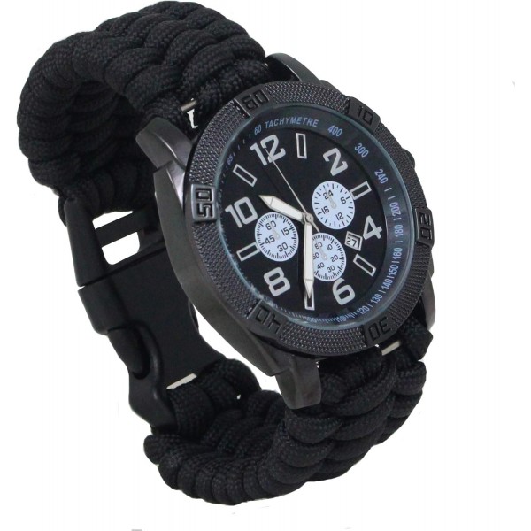 Часы тактические Mil-Tec Watch Paracord Bracelet Black