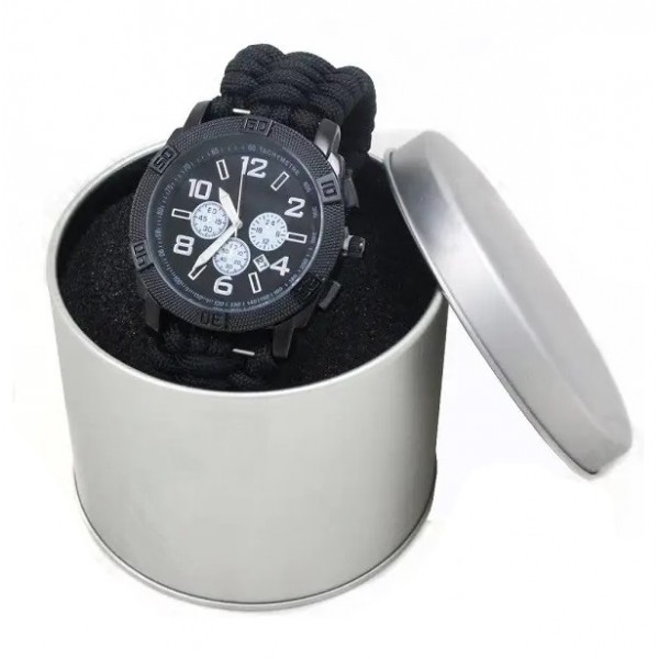 Часы тактические Mil-Tec Watch Paracord Bracelet Black