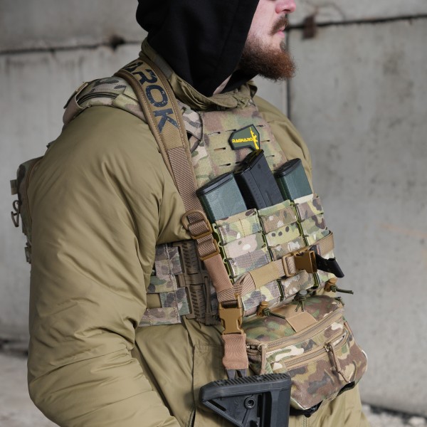 Ремень трехточечный оружейный RAGNAROK с широким наплечнтком KRAKEN carbine Gen.II Койот