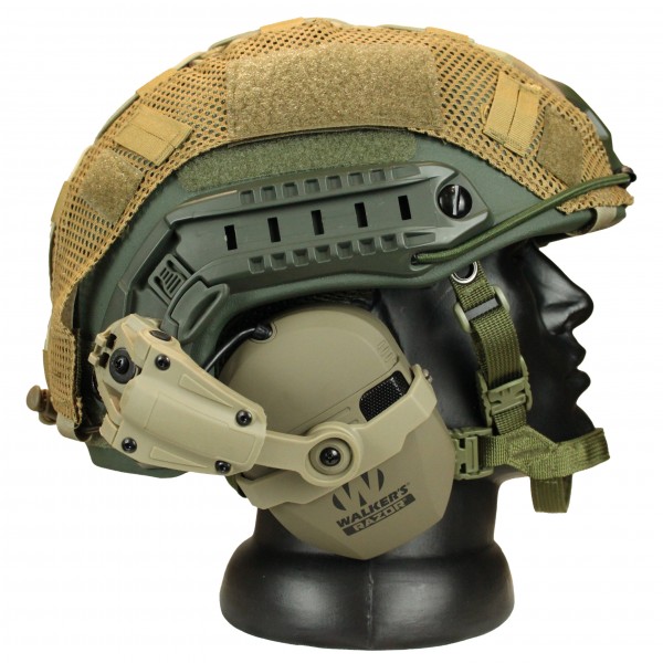 Комплект шлем баллистический FAST NIJ 0106.01 IIIA. 44 WENDY MultiCam с наушниками Walker's Razor Slim Electronic Muffs Flat Dark Earth