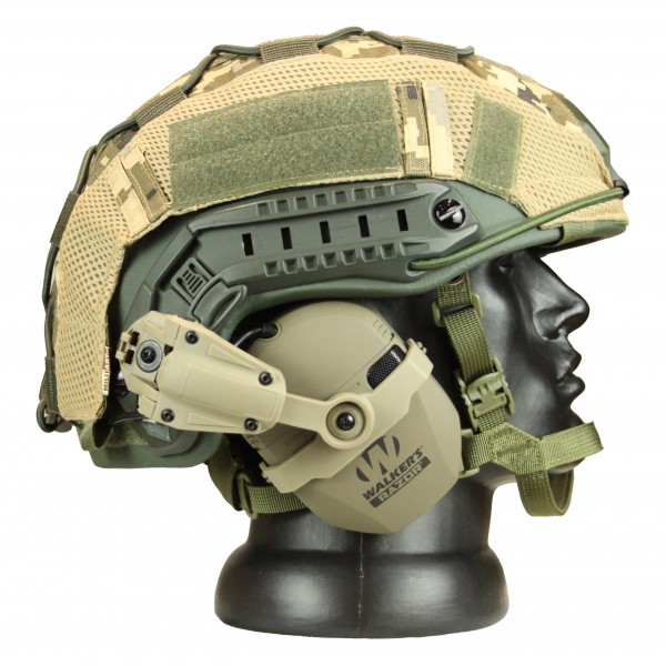 Комплект шолом балістичний FAST NIJ 0106.01 IIIA. 44 WENDY MM14 з навушниками Walker's Razor Slim Electronic Muffs Flat Dark Earth