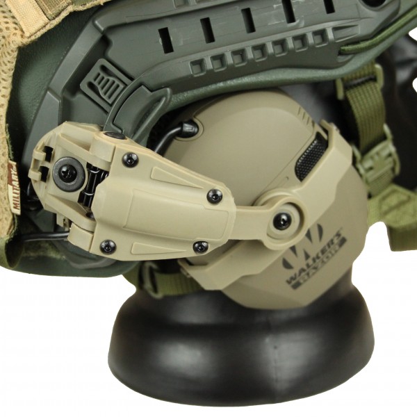 Комплект шолом балістичний FAST NIJ 0106.01 IIIA. 44 WENDY MM14 з навушниками Walker's Razor Slim Electronic Muffs Flat Dark Earth