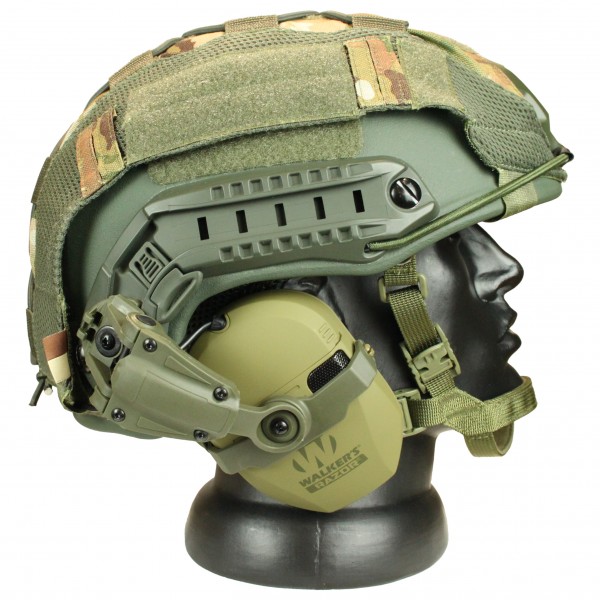 Комплект шлем баллистический FAST NIJ 0106.01 IIIA. 44 WENDY MultiCam с наушниками Walker's Razor Slim Electronic Muffs OD Green