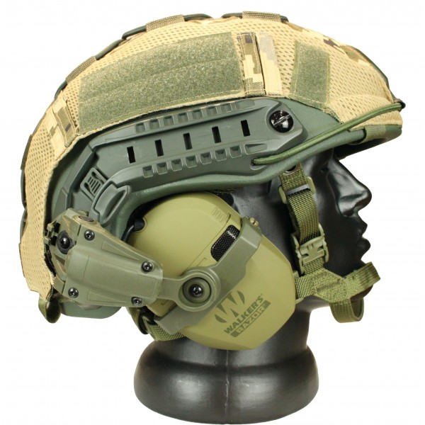 Комплект шлем баллистический FAST NIJ 0106.01 IIIA. 44 WENDY MM14 с наушниками Walker's Razor Slim Electronic Muffs OD Green